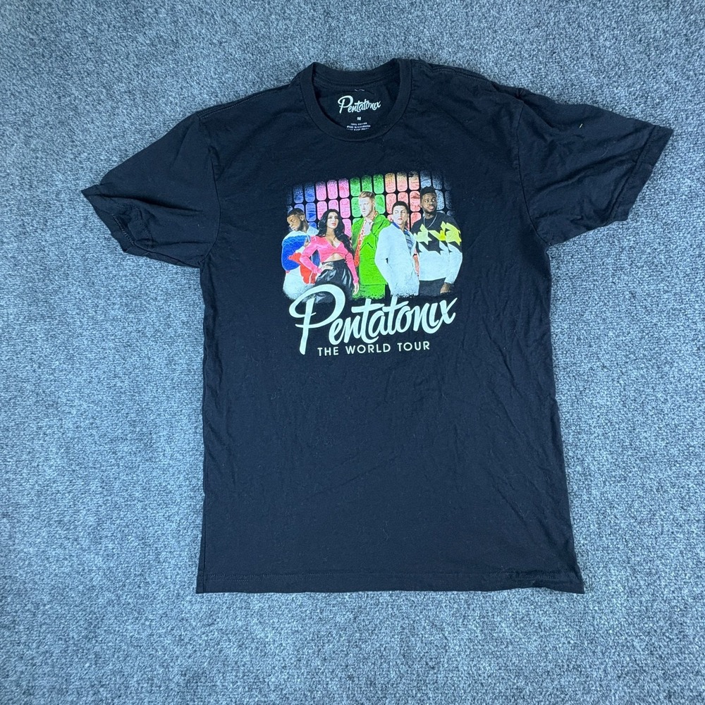 Pentatonix The World Tour T-Shirt Mens Medium Black Graphic Cotton Everyday Wear